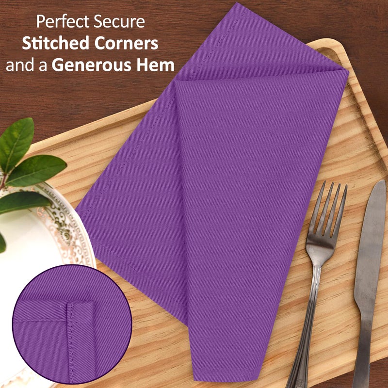 Ruvanti Cloth Napkins Set of 12, 18x18 Inches Napkins Cloth Washable, Soft, Durable, Absorbent, Cotton Blend. Table Dinner Napkins Cloth for Hotel, Lunch, Restaurant, Wedding Events, Parties - Purple - Image 4